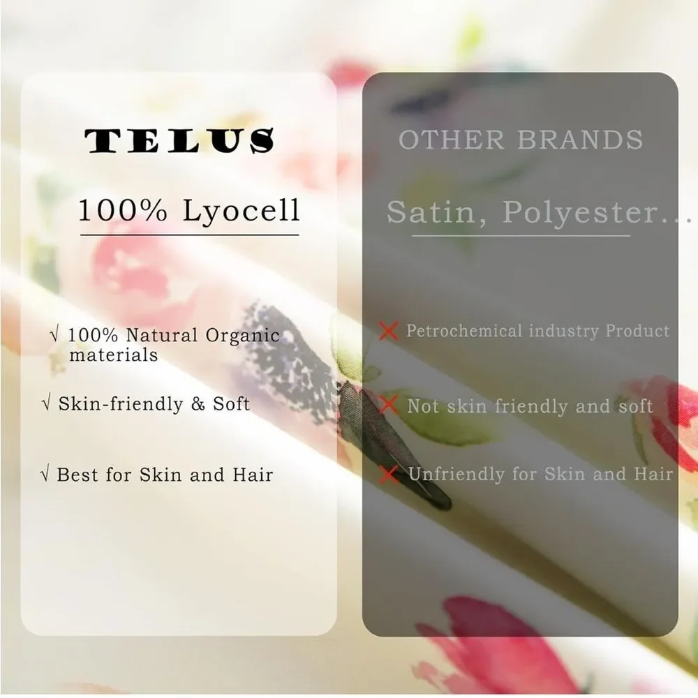 TWO 100% Lyocell NEW 'TELUS' Pillowcases Beige Floral Standard Size Covers